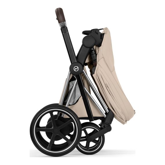 Cybex ePriam 5 2w1 Style City Grey - Chrome Brown, Rodzaj wózka: głęboko-spacerowy, Kolekcja: Style, Kolor materiału: Cozy Beige, Kolor ramy: Chrome Brown, 13 zdjęcie