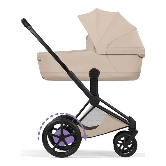 Cybex ePriam 5 2w1 Style City Grey - Chrome Brown, Rodzaj wózka: głęboko-spacerowy, Kolekcja: Style, Kolor materiału: Cozy Beige, Kolor ramy: Matt Black, 6 zdjęcie