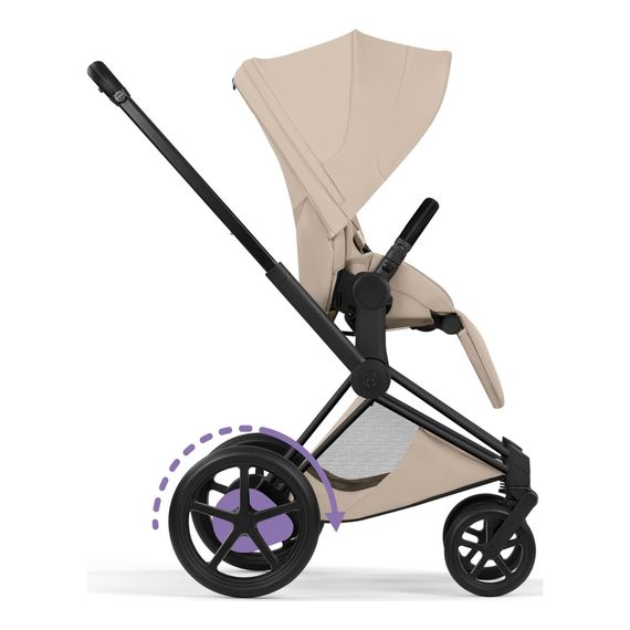 Cybex ePriam 5 2w1 Style City Grey - Chrome Brown, Rodzaj wózka: głęboko-spacerowy, Kolekcja: Style, Kolor materiału: Cozy Beige, Kolor ramy: Matt Black, 9 zdjęcie