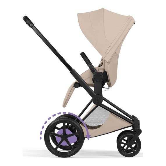 Cybex ePriam 5 2w1 Style City Grey - Chrome Brown, Rodzaj wózka: głęboko-spacerowy, Kolekcja: Style, Kolor materiału: Cozy Beige, Kolor ramy: Matt Black, 10 zdjęcie