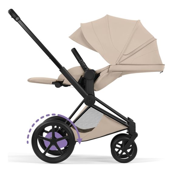 Cybex ePriam 5 2w1 Style City Grey - Chrome Brown, Rodzaj wózka: głęboko-spacerowy, Kolekcja: Style, Kolor materiału: Cozy Beige, Kolor ramy: Matt Black, 11 zdjęcie