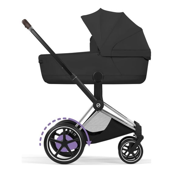 Cybex ePriam 5 2w1 Style City Grey - Chrome Brown, Rodzaj wózka: głęboko-spacerowy, Kolekcja: Style, Kolor materiału: Sepia Black, Kolor ramy: Chrome Brown, 6 zdjęcie