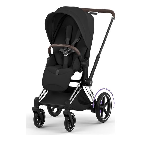 Cybex ePriam 5 2w1 Style City Grey - Chrome Brown, Rodzaj wózka: głęboko-spacerowy, Kolekcja: Style, Kolor materiału: Sepia Black, Kolor ramy: Chrome Brown, 7 zdjęcie