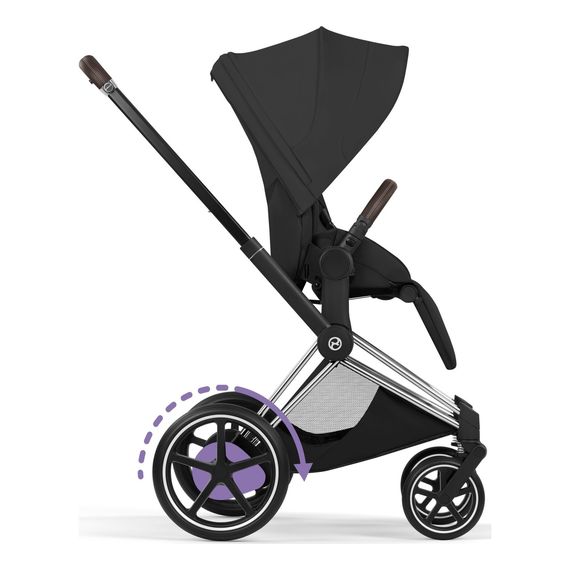 Cybex ePriam 5 2w1 Style City Grey - Chrome Brown, Rodzaj wózka: głęboko-spacerowy, Kolekcja: Style, Kolor materiału: Sepia Black, Kolor ramy: Chrome Brown, 9 zdjęcie