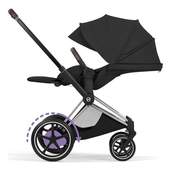 Cybex ePriam 5 2w1 Style City Grey - Chrome Brown, Rodzaj wózka: głęboko-spacerowy, Kolekcja: Style, Kolor materiału: Sepia Black, Kolor ramy: Chrome Brown, 11 zdjęcie