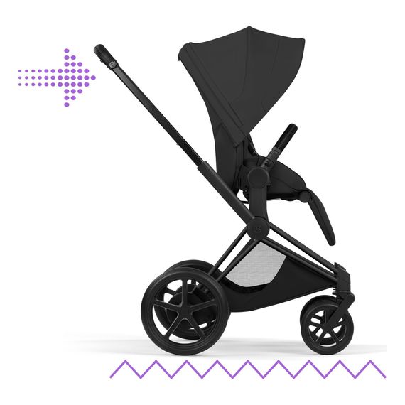 Cybex ePriam 5 2w1 Style City Grey - Chrome Brown, Rodzaj wózka: głęboko-spacerowy, Kolekcja: Style, Kolor materiału: Sepia Black, Kolor ramy: Matt Black, 4 zdjęcie