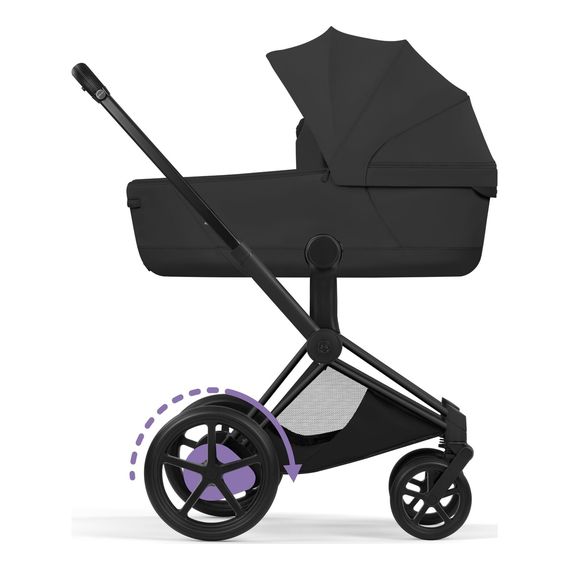Cybex ePriam 5 2w1 Style City Grey - Chrome Brown, Rodzaj wózka: głęboko-spacerowy, Kolekcja: Style, Kolor materiału: Sepia Black, Kolor ramy: Matt Black, 6 zdjęcie