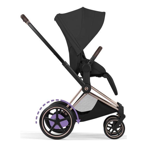 Cybex ePriam 5 2w1 Style City Grey - Chrome Brown, Rodzaj wózka: głęboko-spacerowy, Kolekcja: Style, Kolor materiału: Sepia Black, Kolor ramy: Rosegold, 22 zdjęcie