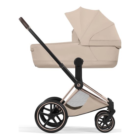 Cybex Priam 5 2w1 Style City Grey - Chrome Brown, Rodzaj wózka: głęboko-spacerowy, Kolekcja: Style, Kolor materiału: Cozy Beige, Kolor ramy: Rosegold, 6 zdjęcie