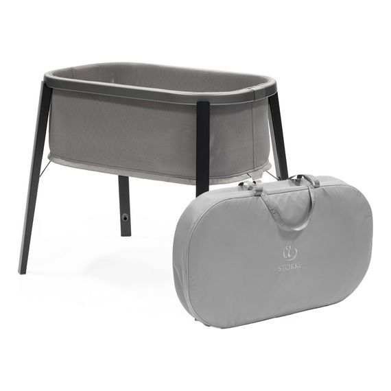 Stokke Snoozi łóżeczko turystyczne Graphite Grey z torbą transportową
