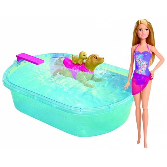 Barbie zestaw Pływajacy piesek i basen