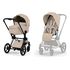 Cybex Priam 5.0 — kočárek 2v1 hluboký sportovní, Rodzaj wózka: głęboko-spacerowy, Kolekcja: Comfort, Kolor materiału: Cozy Beige, Kolor ramy: Black